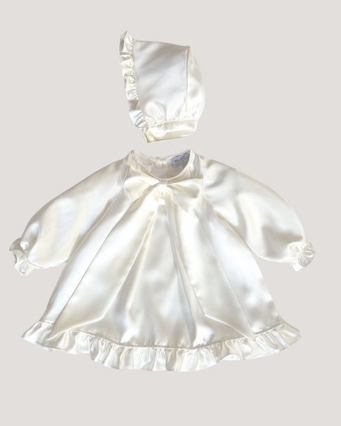 SATIN DRESS WITH RUFFLES